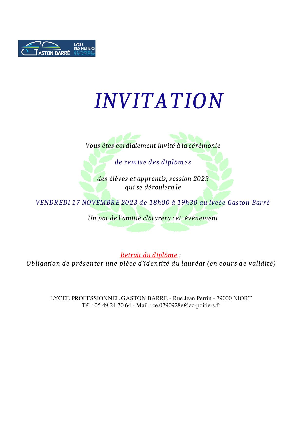 INVITATION Remise de diplôme le 17 nov 2023 page 001